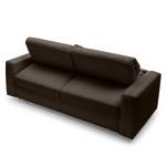 Canapé convertible Blayney Cuir véritable - Marron foncé - Largeur : 181 cm