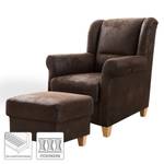 Fauteuil Bergère Carine IV Aspect cuir vieilli - Marron foncé