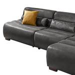 Ecksofa Weegena Antiklederlook - Schwarz - Longchair davorstehend rechts