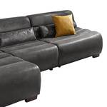 Ecksofa Weegena Antiklederlook - Schwarz - Longchair davorstehend links