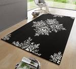 Laagpolig vloerkleed Blossom geweven stof - Zwart - 80 x 150 cm