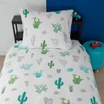 Kinderbeddengoed Cactus katoen - wit/groen - 100x135cm + kussen 60x40cm