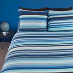 Parure de lit Loiz Coton - Bleu - 200 x 200/220 cm + 2 oreillers 70 x 60 cm