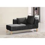 Chaise longue Pulow antieke leerlook - Zwart - Armleuning vooraanzicht rechts