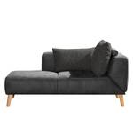 Chaise longue Pulow antieke leerlook - Zwart - Armleuning vooraanzicht rechts