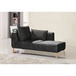 Chaise longue Pulow antieke leerlook - Zwart - Armleuning vooraanzicht links