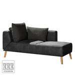 Chaise longue Pulow antieke leerlook - Zwart - Armleuning vooraanzicht links