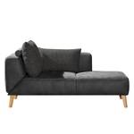 Chaise longue Pulow antieke leerlook - Zwart - Armleuning vooraanzicht links