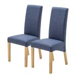 Chaises capitonnée Foxa (lot de 2) Tissu / Hêtre massif - Hêtre - Bleu nuit