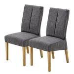 Chaises capitonnées Ader II (lot de 2) Tissu / Chêne massif - Chêne - Gris