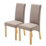 Chaises capitonnée Foxa (lot de 2) Tissu / Hêtre massif - Hêtre - Taupe