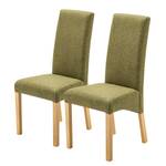 Chaises capitonnée Foxa (lot de 2) Tissu / Hêtre massif - Hêtre - Vert olive