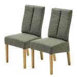 Stoelen Alder II (set van 2) Geweven stof/massief eikenhout - eikenhout - Olijfgroen