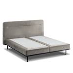 Boxspring Villo geweven stof in fluwelen look - Grijs - Tweepersoonsmatras H2/H3