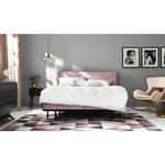 Boxspring Villo geweven stof in fluwelen look - Mauve - Tweepersoonsmatras H2/H3