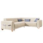 Ecksofa Loiz I Webstoff - Beige - Schlaffunktion davorstehend links