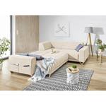 Ecksofa Loiz I Webstoff - Beige - Schlaffunktion davorstehend links