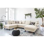 Wohnlandschaft Mia Mia I Webstoff - Beige - Longchair davorstehend rechts / Ottomane links