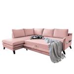 Ecksofa Mia Mia I Webstoff - Mauve - Ottomane davorstehend links