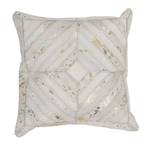 Coussin Spark III Cuir véritable - Blanc / Doré - 45 x 45 cm