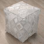 Pouf carré Spark I Cuir - Blanc / Argenté - Blanc / Argenté - 45 x 45 cm