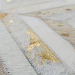 Sitzwürfel Spark III Leder - Weiß / Gold - Weiß / Gold - 45 x 45 cm