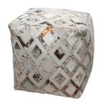 Pouf carré Spark I Cuir - Blanc / Cuivre - Blanc / Cuivre - 45 x 60 cm