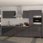 Küchenzeile Mailand X Mit Apothekerschrank - Graphit - Glaskeramik - Mit Elektrogeräten - Mit Kühlschrank