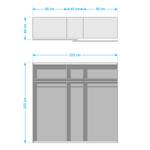 Schwebetürenschrank SKØP VIII Hochglanz Weiß / Kristallspiegel / Weiß - 225 x 222 cm - 2 Türen - Comfort