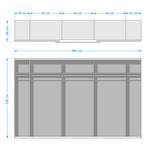 Schwebetürenschrank SKØP VII Graphit / Grauspiegel - 360 x 236 cm - 3 Türen - Classic