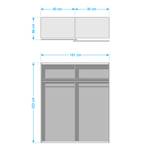 Schwebetürenschrank SKØP VII Graphit / Grauspiegel - 181 x 222 cm - 2 Türen - Classic