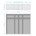 Schwebetürenschrank SKØP VII Graphit / Grauspiegel - 270 x 236 cm - 2 Türen - Classic