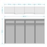 Schwebetürenschrank SKØP V Grauspiegel / Graphit - 360 x 236 cm - 4 Türen - Comfort