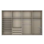 Schwebetürenschrank SKØP VIII Hochglanz Weiß / Kristallspiegel / Weiß - 360 x 222 cm - 4 Türen - Comfort