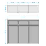 Schwebetürenschrank SKØP VII Graphit / Grauspiegel - 270 x 222 cm - 3 Türen - Premium