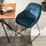 Gestoffeerde stoel Manoyo fluweel/metaal - blauw/zwart