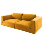 Grand canapé Big Cube Style Velours - Jaune moutarde - Largeur : 304 cm