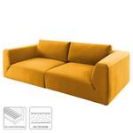 Grand canapé Big Cube Style Velours - Jaune moutarde - Largeur : 304 cm