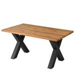 Table Woodha X Chêne massif / Acier - Chêne - Largeur : 160 cm - Sans rallonge - Noir