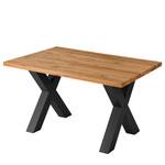 Table Woodha X Chêne massif / Acier - Chêne - Largeur : 140 cm - Sans rallonge - Noir