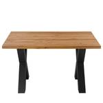 Table Woodha X Chêne massif / Acier - Chêne - Largeur : 140 cm - Sans rallonge - Noir