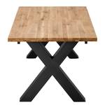 Table Woodha X Chêne massif / Acier - Chêne - Largeur : 180 cm - Avec rallonge centrale et plateaux insérés - Noir