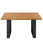 Table Woodha U Chêne massif / Acier - Chêne - Largeur : 140 cm - Sans rallonge - Noir