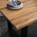 Table Woodha U Chêne massif / Acier - Chêne - Largeur : 140 cm - Sans rallonge - Noir