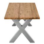 Eettafel Woodha X massief eikenhout/staal - Eik - Breedte: 180 cm - Zonder functie - Zilver