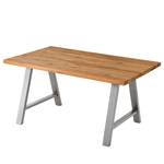 Eettafel Woodha A massief eikenhout/staal - Eik - Breedte: 160 cm - Zonder functie - Zilver