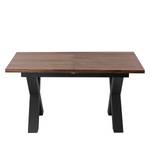 Table Woodha X Acacia massif / Acier - Noyer - Largeur : 160 cm - Avec rallonge centrale et plateaux insérés - Noir