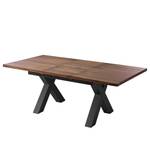 Table Woodha X Acacia massif / Acier - Noyer - Largeur : 160 cm - Avec rallonge centrale et plateaux insérés - Noir