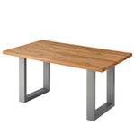 Eettafel Woodha U massief eikenhout/staal - Eik - Breedte: 160 cm - Zonder functie - Zilver