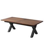 Table Woodha X Acacia massif / Acier - Noyer - Largeur : 200 cm - Avec rallonge centrale et plateaux insérés - Noir